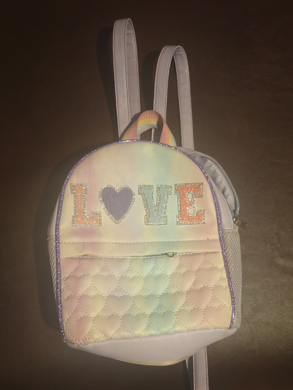 Pastel Rainbow 'LOVE' Quilted Kids Mini Backpack